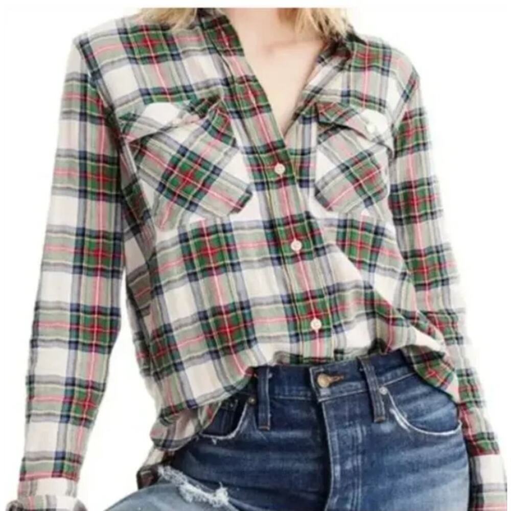 J. Crew Stewart Tartan Plaid Button Down Shirt Size 4